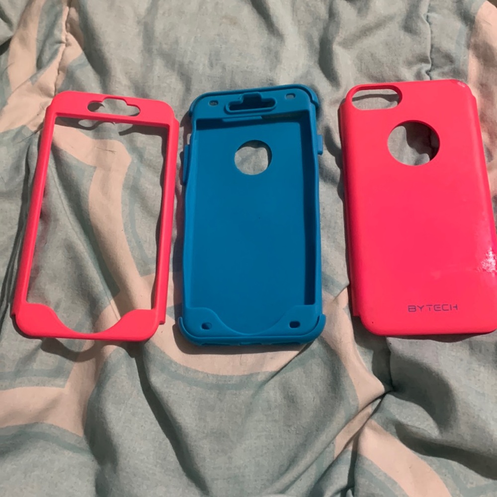 3pc plastic bytech case for iphone6/6s. Neon pink/blue